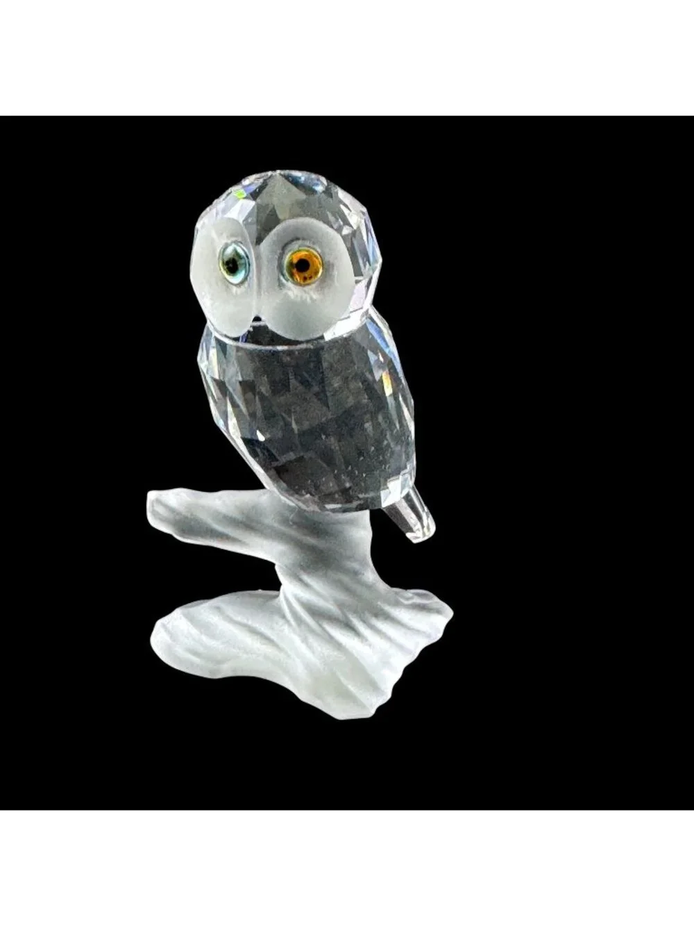 Swarovski Crystal Owl On a Branch Miniature Made in Austria Vintage 1990s Trees
